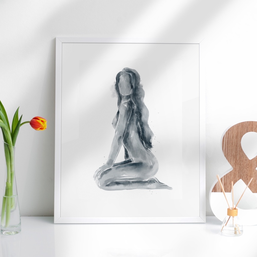 Watercolor Abstract Nude Woman Portrait Print Poster Unframed - Picture 8 of 14
